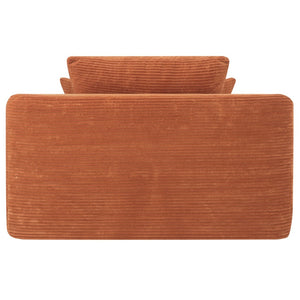 English Elm New Convertible Chaise Lounge Sleeper Sofa with Cup Holder Wide Armrest for Living Room Orange Corduroy W3975P502865