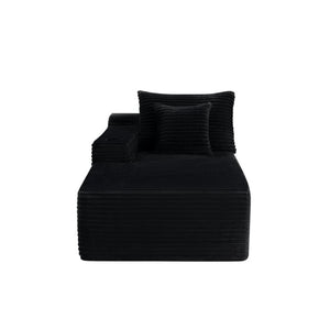 English Elm 37.5-Inch Velvet Modular Chaise with Cup Holder for Stylish Living Room Sectionals Black Left Chaise W3975P502881