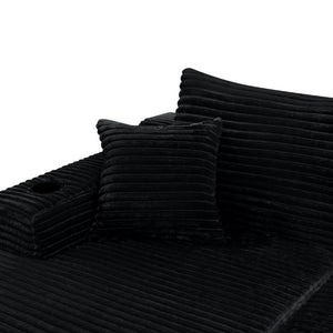 English Elm 37.5-Inch Velvet Modular Chaise with Cup Holder for Stylish Living Room Sectionals Black Left Chaise W3975P502881