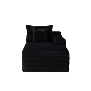 English Elm 37.5-Inch Velvet Modular Chaise with Cup Holder for Stylish Living Room Sectionals Black Right Chaise W3975P502882