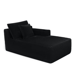 English Elm 37.5-Inch Velvet Modular Chaise with Cup Holder for Stylish Living Room Sectionals Black Right Chaise W3975P502882