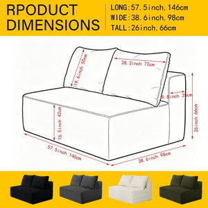 English Elm 58-Inch Velvet Sectional Chaise Lounge with Reversible Configuration for Compact Living Rooms Black W3975P502883