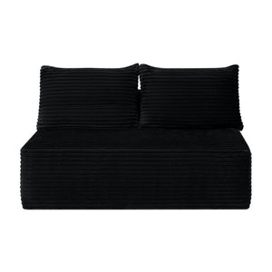English Elm 58-Inch Velvet Sectional Chaise Lounge with Reversible Configuration for Compact Living Rooms Black W3975P502883