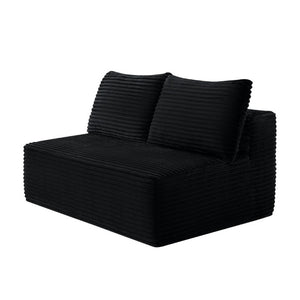 English Elm 58-Inch Velvet Sectional Chaise Lounge with Reversible Configuration for Compact Living Rooms Black W3975P502883