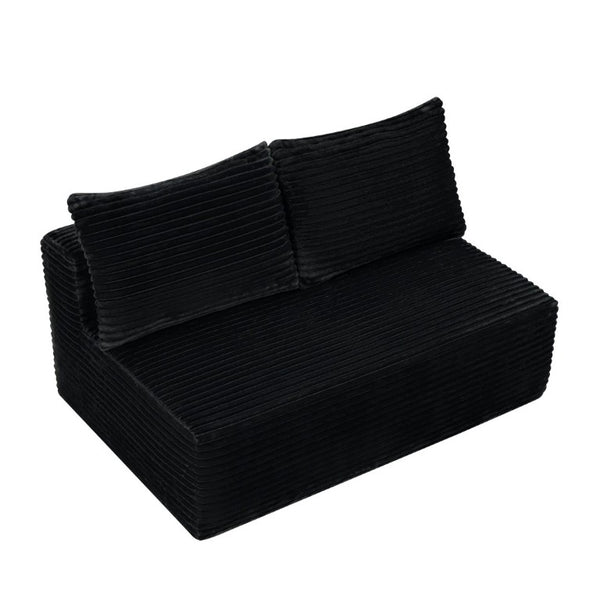 English Elm 58-Inch Velvet Sectional Chaise Lounge with Reversible Configuration for Compact Living Rooms Black W3975P502883