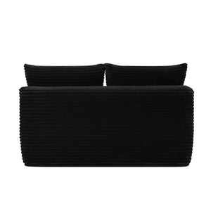 English Elm 58-Inch Velvet Sectional Chaise Lounge with Reversible Configuration for Compact Living Rooms Black W3975P502883