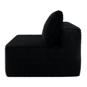 English Elm 58-Inch Velvet Sectional Chaise Lounge with Reversible Configuration for Compact Living Rooms Black W3975P502883