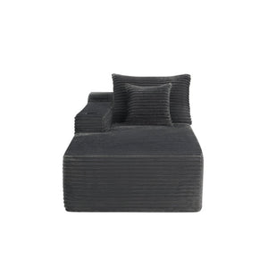 English Elm 37.5-Inch Velvet Modular Chaise with Cup Holder for Stylish Living Room Sectionals Grey Left Chaise W3975P502884
