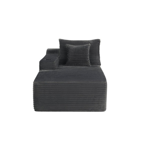 English Elm 37.5-Inch Velvet Modular Chaise with Cup Holder for Stylish Living Room Sectionals Grey Left Chaise W3975P502884