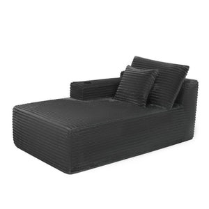 English Elm 37.5-Inch Velvet Modular Chaise with Cup Holder for Stylish Living Room Sectionals Grey Left Chaise W3975P502884
