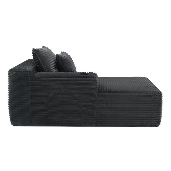 English Elm 37.5-Inch Velvet Modular Chaise with Cup Holder for Stylish Living Room Sectionals Grey Left Chaise W3975P502884