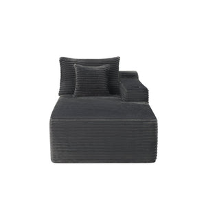 English Elm 37.5-Inch Velvet Modular Chaise with Cup Holder for Stylish Living Room Sectionals Grey Right Chaise W3975P502885