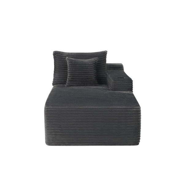 English Elm 37.5-Inch Velvet Modular Chaise with Cup Holder for Stylish Living Room Sectionals Grey Right Chaise W3975P502885