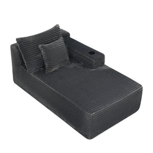 English Elm 37.5-Inch Velvet Modular Chaise with Cup Holder for Stylish Living Room Sectionals Grey Right Chaise W3975P502885