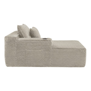 English Elm 37.5-Inch Plush Corduroy Sectional Chaise with Cup Holder for Modern Living Rooms Camel Left Chaise W3975P502911