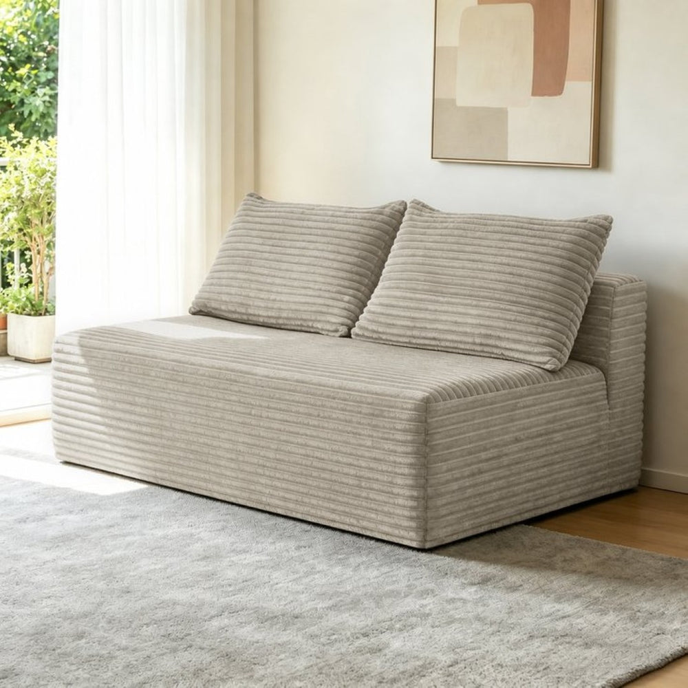 English Elm Over 58 Inch Velvet Sectional Chaise Sofa with Cup Holder for Modern Living Spaces W3975P502916