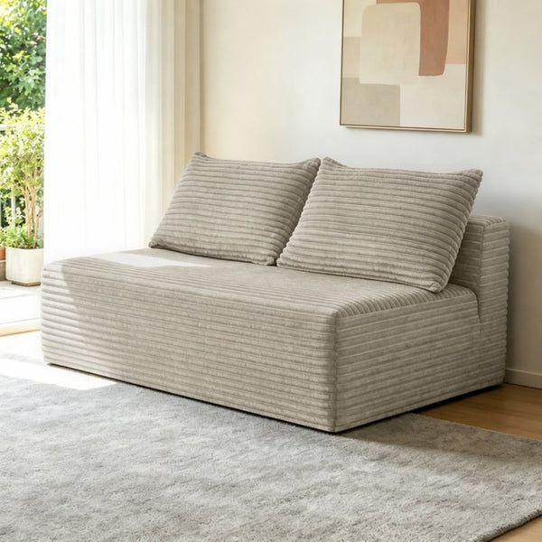 English Elm Over 58 Inch Velvet Sectional Chaise Sofa with Cup Holder for Modern Living Spaces W3975P502916