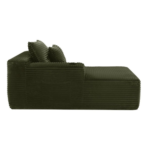 English Elm 37.5-Inch Velvet Modular Chaise with Cup Holder for Stylish Living Room Sectionals Green Left Chaise W3975P502920