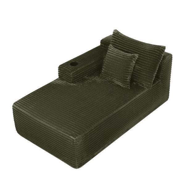 English Elm 37.5-Inch Velvet Modular Chaise with Cup Holder for Stylish Living Room Sectionals Green Left Chaise W3975P502920