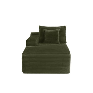English Elm 37.5-Inch Velvet Modular Chaise with Cup Holder for Stylish Living Room Sectionals Green Left Chaise W3975P502920