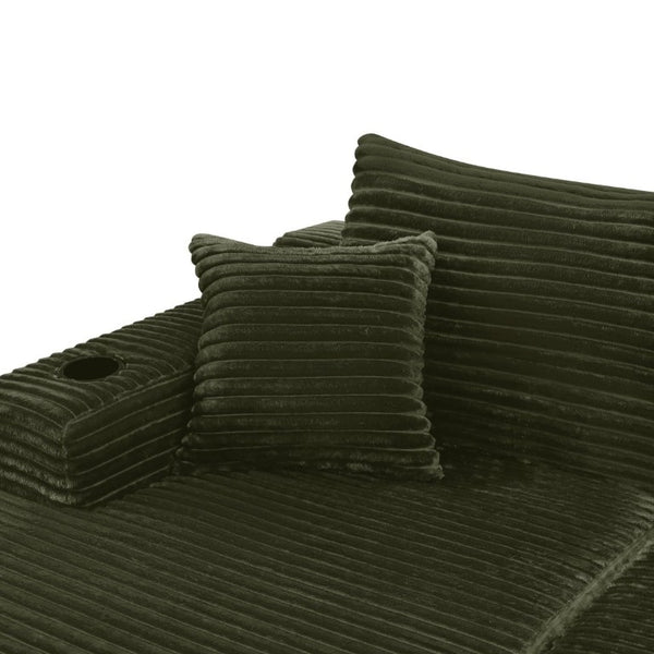 English Elm 37.5-Inch Velvet Modular Chaise with Cup Holder for Stylish Living Room Sectionals Green Left Chaise W3975P502920