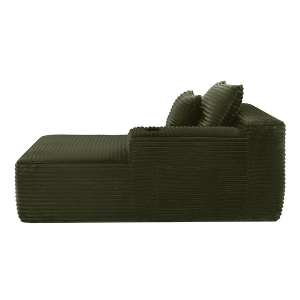 English Elm 37.5-Inch Velvet Modular Chaise with Cup Holder for Stylish Living Room Sectionals Green Right Chaise W3975P502922