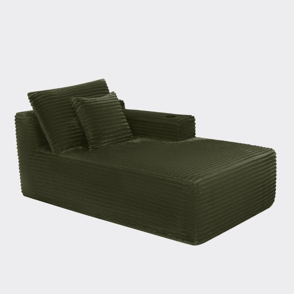 English Elm 37.5-Inch Velvet Modular Chaise with Cup Holder for Stylish Living Room Sectionals Green Right Chaise W3975P502922