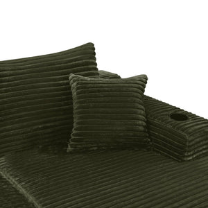English Elm 37.5-Inch Velvet Modular Chaise with Cup Holder for Stylish Living Room Sectionals Green Right Chaise W3975P502922