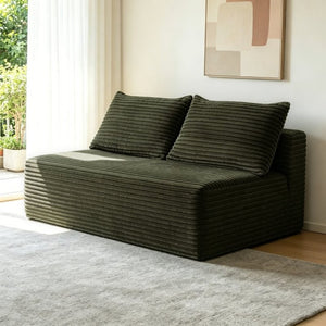 English Elm 58-Inch Velvet Sectional Chaise Lounge with Reversible Configuration for Compact Living Rooms Green W3975P502926