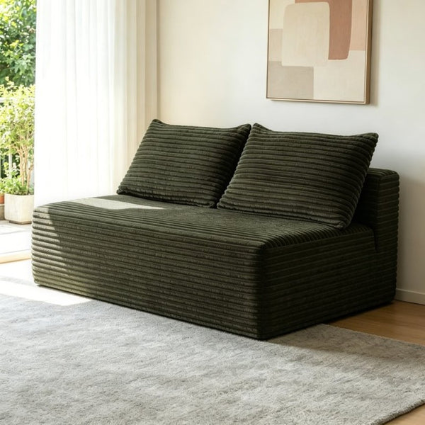 English Elm 58-Inch Velvet Sectional Chaise Lounge with Reversible Configuration for Compact Living Rooms Green W3975P502926