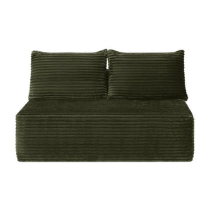 English Elm 58-Inch Velvet Sectional Chaise Lounge with Reversible Configuration for Compact Living Rooms Green W3975P502926