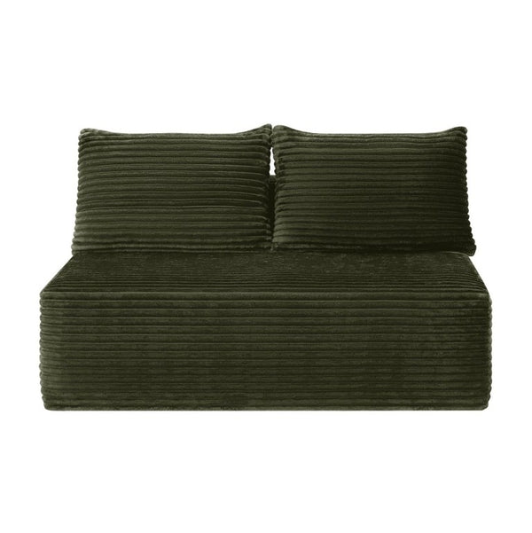 English Elm 58-Inch Velvet Sectional Chaise Lounge with Reversible Configuration for Compact Living Rooms Green W3975P502926