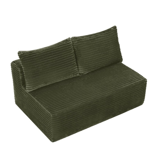 English Elm 58-Inch Velvet Sectional Chaise Lounge with Reversible Configuration for Compact Living Rooms Green W3975P502926