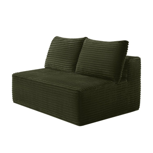 English Elm 58-Inch Velvet Sectional Chaise Lounge with Reversible Configuration for Compact Living Rooms Green W3975P502926