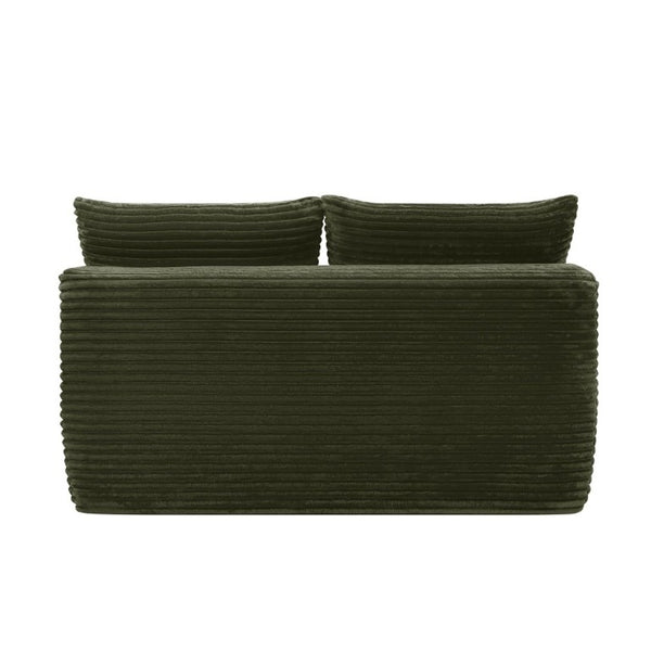 English Elm 58-Inch Velvet Sectional Chaise Lounge with Reversible Configuration for Compact Living Rooms Green W3975P502926