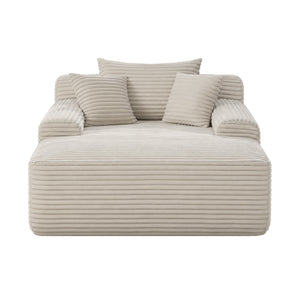 English Elm New Corduroy Convertible Chaise Lounge Sleeper Chair with Cup Holder and Throw Pillows White W3975P505134