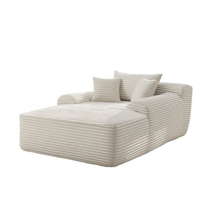 English Elm New Corduroy Convertible Chaise Lounge Sleeper Chair with Cup Holder and Throw Pillows White W3975P505134