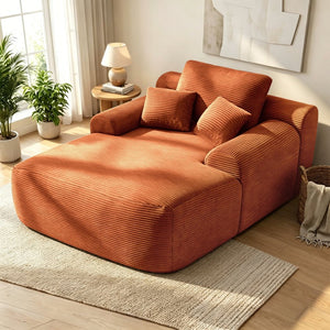 English Elm New Corduroy Convertible Chaise Lounge Sleeper Chair with Pillows for Living Room W3975P505135