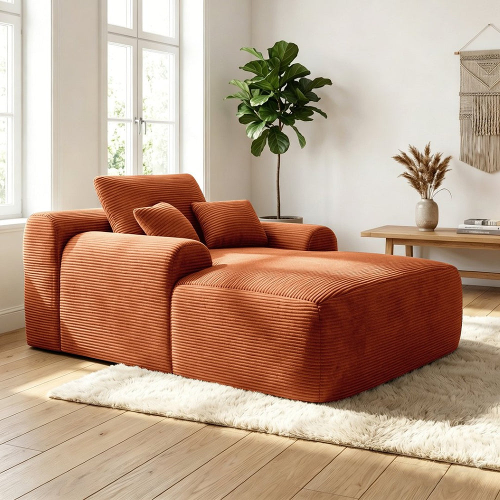 English Elm New Corduroy Convertible Chaise Lounge Sleeper Chair with Pillows for Living Room W3975P505135