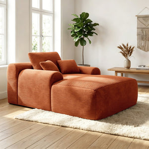 English Elm New Corduroy Convertible Chaise Lounge Sleeper Chair with Pillows for Living Room W3975P505135
