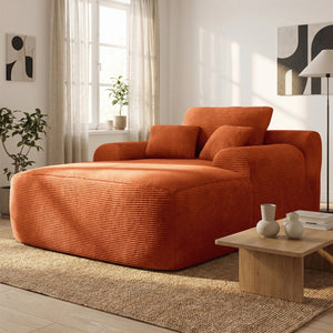English Elm New Corduroy Convertible Chaise Lounge Sleeper Chair with Pillows for Living Room W3975P505135