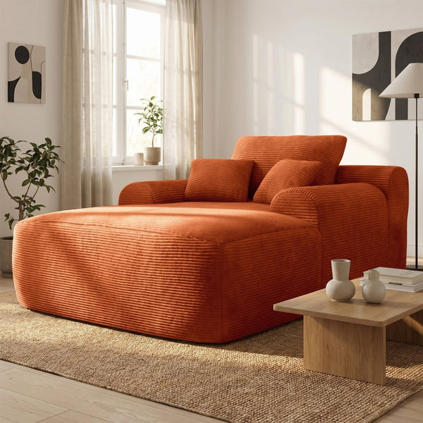 English Elm New Corduroy Convertible Chaise Lounge Sleeper Chair with Pillows for Living Room W3975P505135