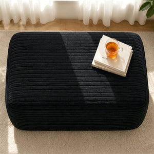 English Elm 373-001/Ottoman//Black/Plush Rectangular Plush Ottoman Low Profile Seating for Modern Living Rooms Black W3975P510432