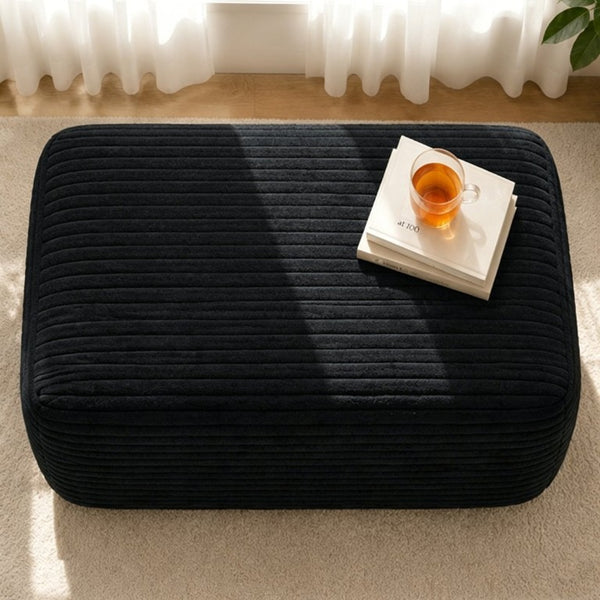 English Elm 373-001/Ottoman//Black/Plush Rectangular Plush Ottoman Low Profile Seating for Modern Living Rooms Black W3975P510432