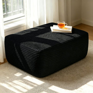 English Elm 373-001/Ottoman//Black/Plush Rectangular Plush Ottoman Low Profile Seating for Modern Living Rooms Black W3975P510432