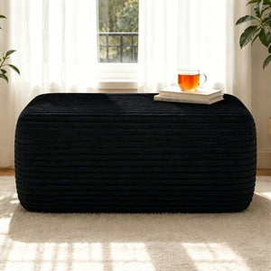 English Elm 373-001/Ottoman//Black/Plush Rectangular Plush Ottoman Low Profile Seating for Modern Living Rooms Black W3975P510432