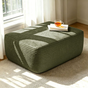 English Elm 373-001/Ottoman//Black/Plush Rectangular Plush Ottoman Low Profile Seating for Modern Living Rooms Green W3975P510436