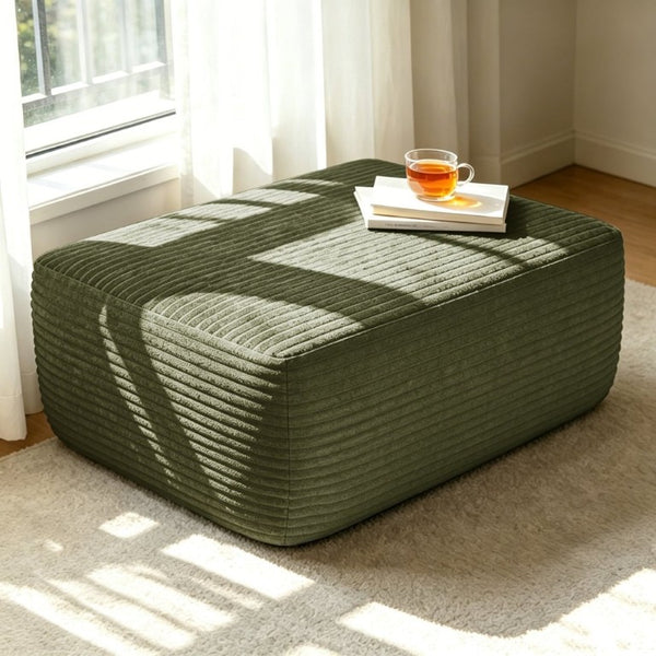English Elm 373-001/Ottoman//Black/Plush Rectangular Plush Ottoman Low Profile Seating for Modern Living Rooms Green W3975P510436