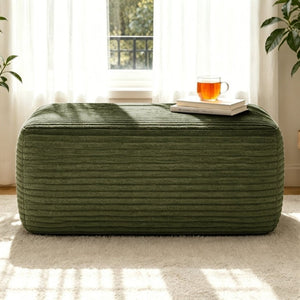English Elm 373-001/Ottoman//Black/Plush Rectangular Plush Ottoman Low Profile Seating for Modern Living Rooms Green W3975P510436