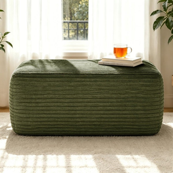 English Elm 373-001/Ottoman//Black/Plush Rectangular Plush Ottoman Low Profile Seating for Modern Living Rooms Green W3975P510436